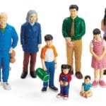 مجسم العائلة خشبية - عائلة آسيوية